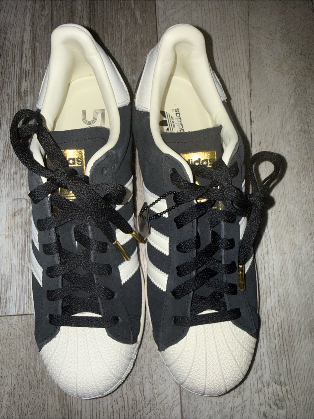 Adidas Superstar Black and White Suede Shell-Toe Sneakers size 8 1/2 men’s 9.5 w - Picture 4 of 7